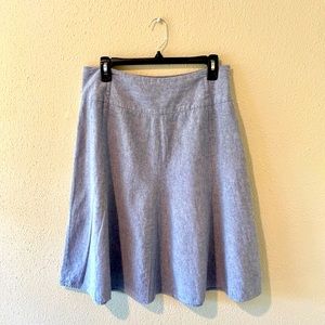 Light Blue Chambray Knee Length Flared Skirt